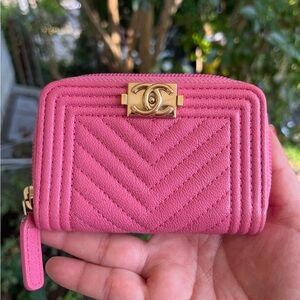 Chanel leather wallet small coin purse. Comes with authenticity card